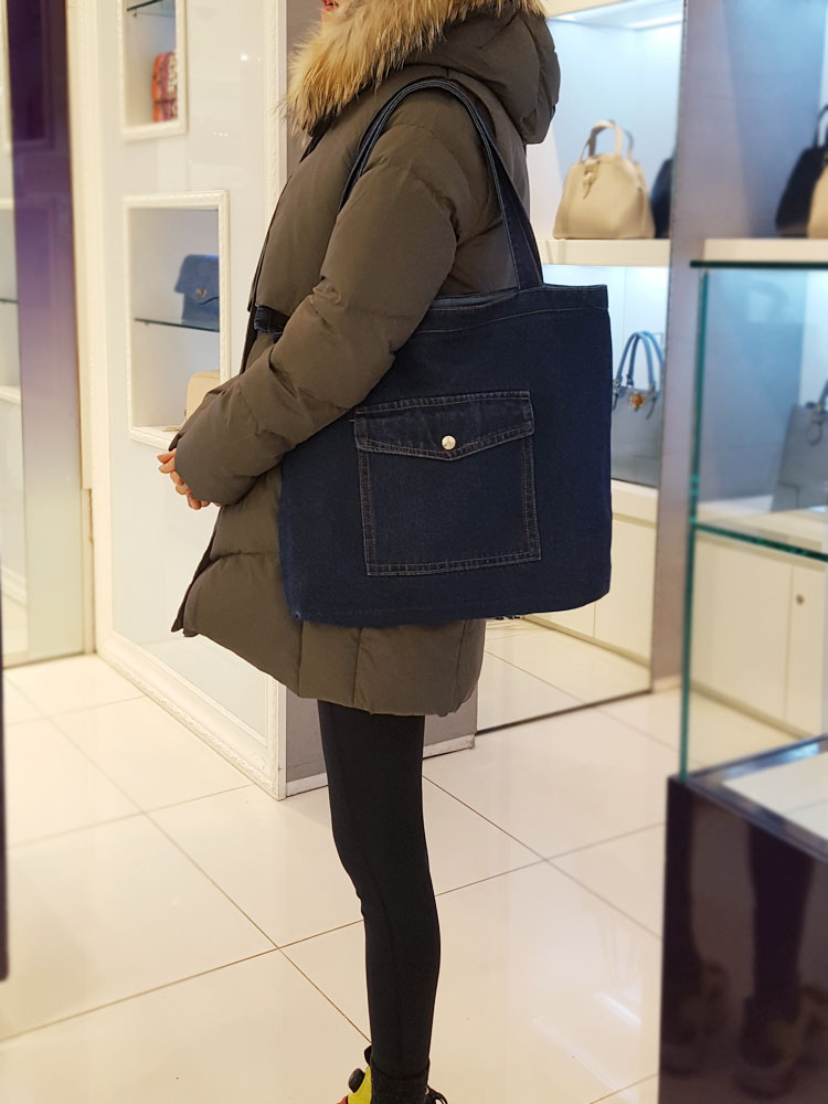 TOTE ECO SHOPPING TRAVEL Denim Eco Bag Shoulder Ba