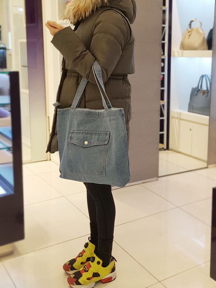 TOTE ECO SHOPPING TRAVEL Denim Eco Bag Shoulder Ba